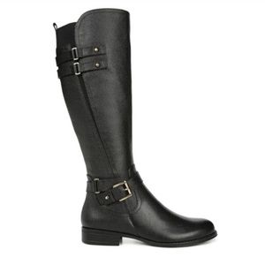 NEW! Naturalizer Jackie Black Tall Riding Boot Leather Sz 6 WIDE CALF
